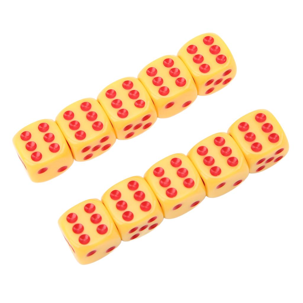 20Pcs 16mm Rounded Corner Dice 6 Sided Game Dice Set for Table Board Games Math Games Yellow Red Dots