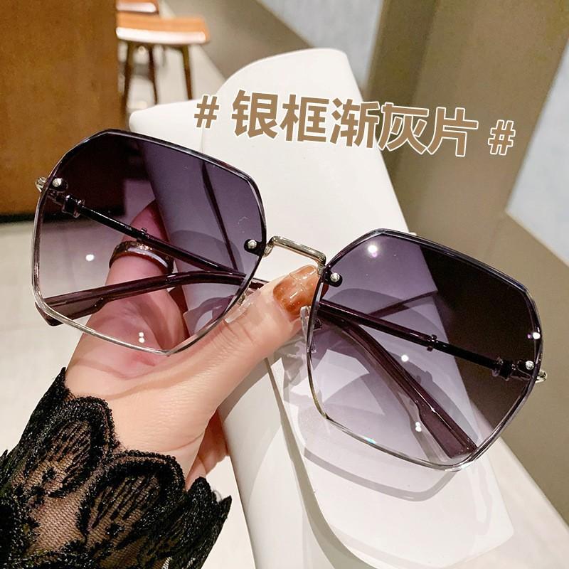 Солнцезащитные очки Gradual Change Gray Large Frame для мужчин, многоугольные металлические солнцезащитные очки для вождения, солнцезащитные очки Tide Seaside Travel