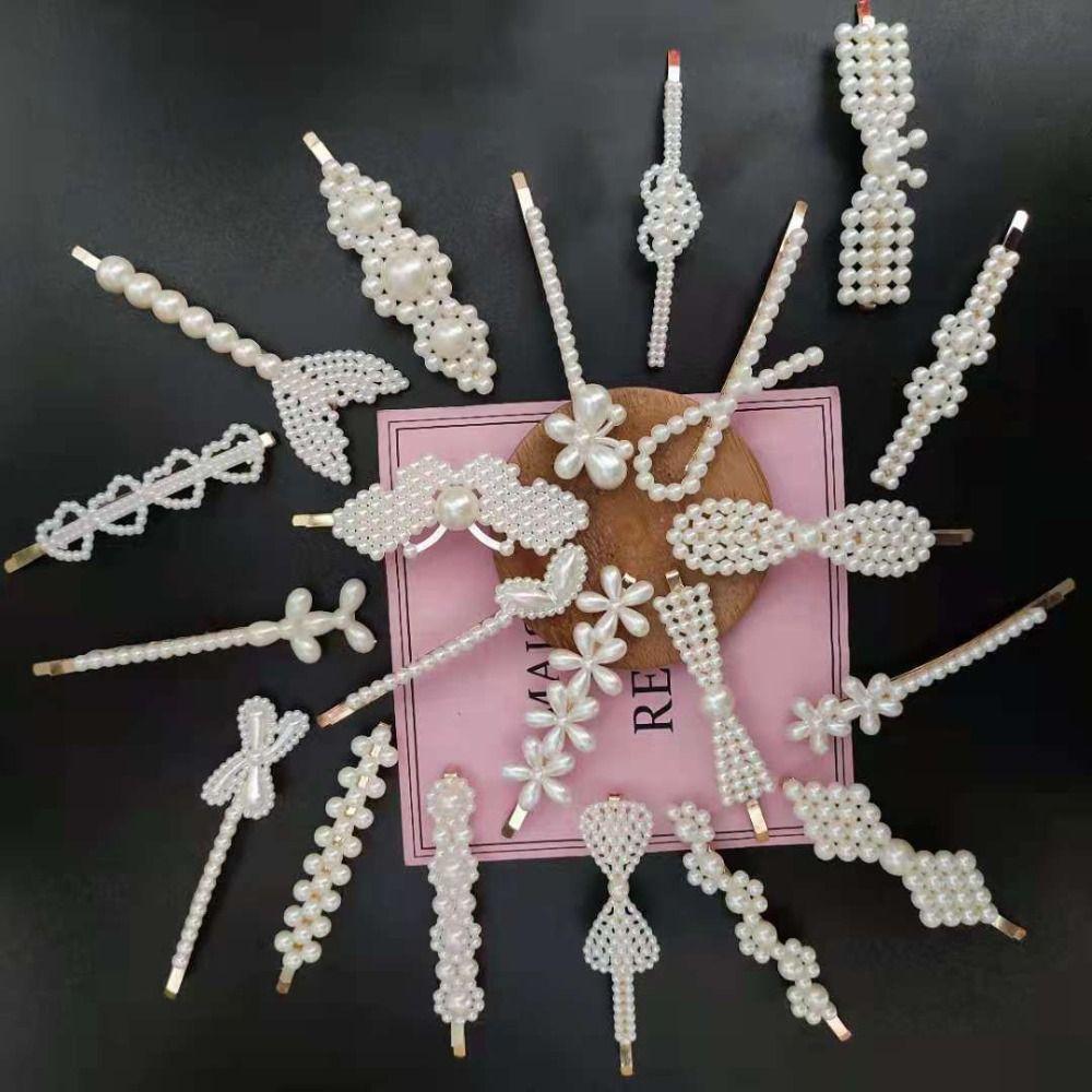18pcs/set Bangs Clip Pearl Hairpin Set Side Clip Duckbill Clips Fashion Zinc Zinc Alloy Hair Clips Women