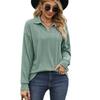 Spring and Autumn Women's Blouse Solid Color Lapel Loose Sweatshirt Long Sleeve Top
