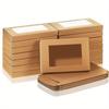 1set/30pcs Brown Gift Box, Folding Paper Box Biscuit Box Bread Box Kraft Paper Snack Box with Window Pastry Box