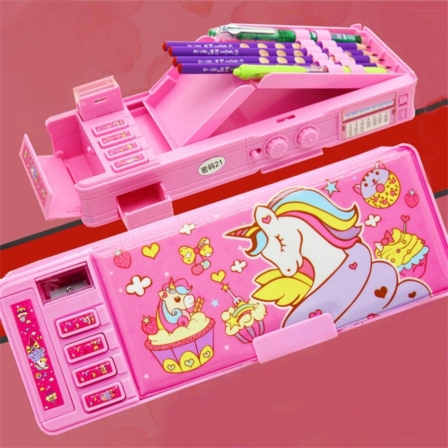 Pencil Case Cases Password Unicorn Estuche For Girls Estojo Cartuchera Escolar School Korean Stationery Cute Big Box Deformation