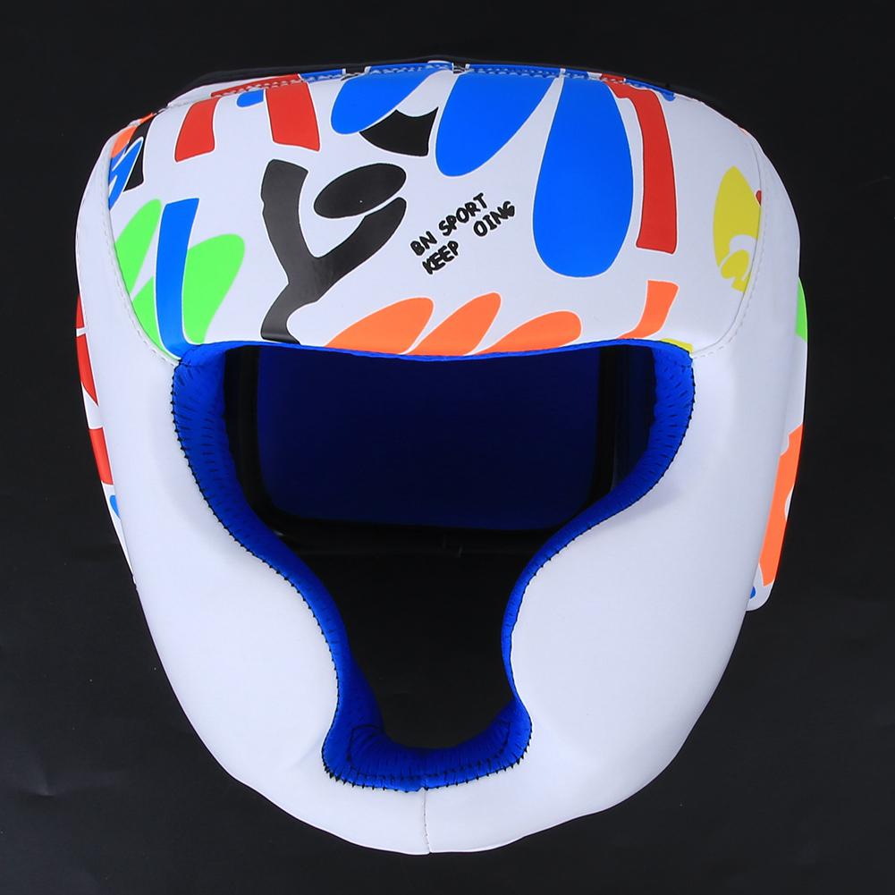 BN FIGHT Graffiti Children Helmet Heads Guard Protective Gear for Boxing Muay Thai Taekwondo TrainingS size  white