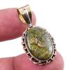 Natural Unakite Gemstone 925 Solid Sterling Silver Two Tone Pendant 1.25'' V9g67