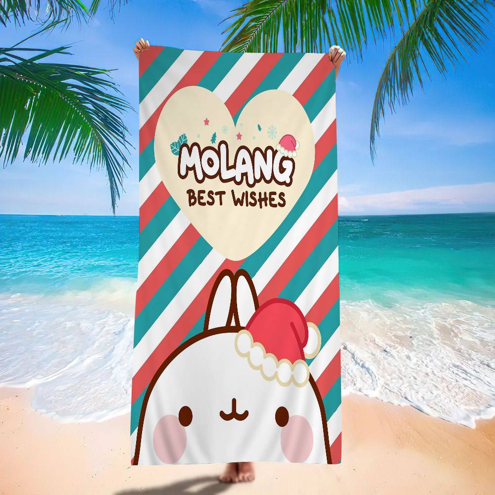 Cute M-molangs Microfiber Printed Beach Towel Mountain Climbing Yoga Beach Swimming Running Absorbent Soft Towel