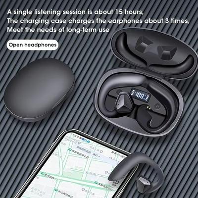 Беспроводные наушники Bluetooth для спорта с костной проводимостью, водонепроницаемые, Hi-Fi стерео, светодиодный дисплей, беспроводные ушные крючки
