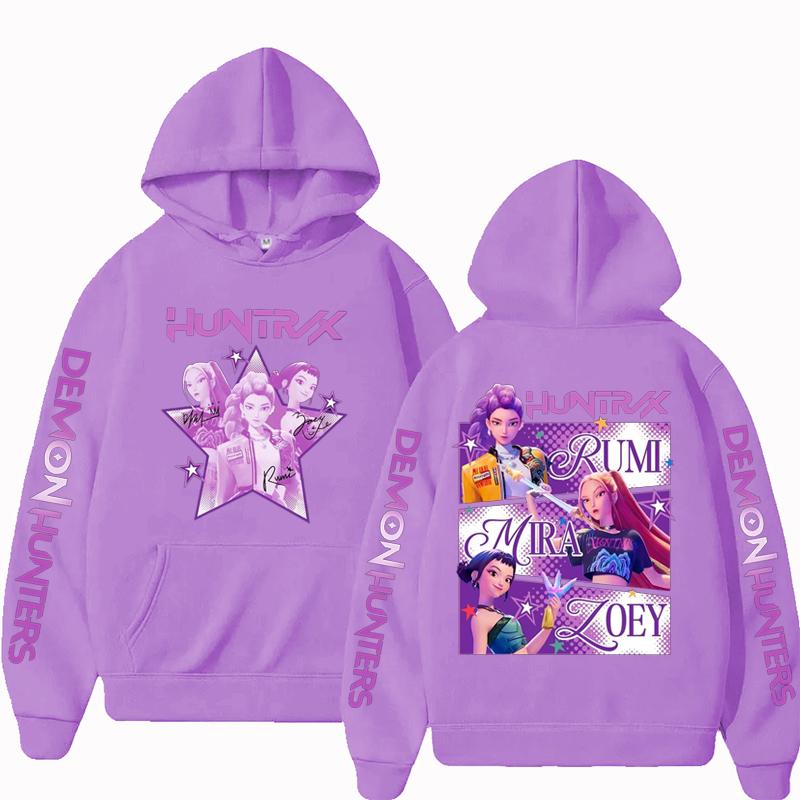 Kpop Охотники на демонов Фанмерч Мира Руми Зои Хантрикс Худи Харадзюку Пуловер Топы Мужская Женская Толстовка Подарок для фанатов