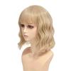 Synthetic Hair Yellow Blonde Wigs for Women Short Wavy Curly Wig with Bangs Water Wave Wig Daily Girls Cosplay Halloween Party