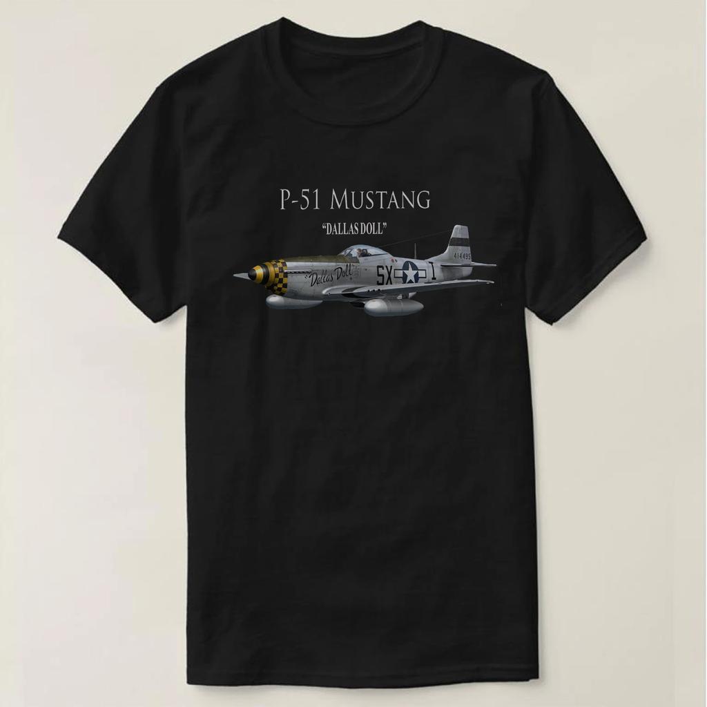 Вторая мировая война ВВС США P51 Mustang Dallas Doll Футболка с коротким рукавом Повседневная 100% Хлопок Круглый вырез Летняя Мужская Футболка Размер S3XL