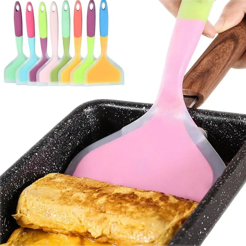 Random Transparent Two-color Silicone Wide-mouth Frying Spatula Translucent Tamagoyaki Spatula Kitchen Utensils Silicone Spatula