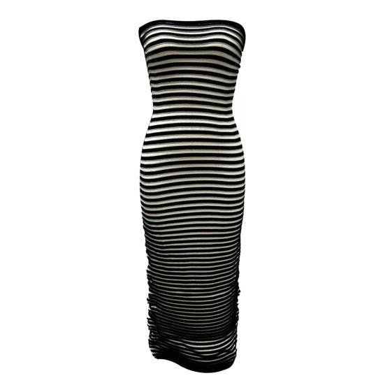 Женское летнее облегающее платье макси-труба в рубчик без бретелек выходное вечернее платье в полоску без рукавов трикотажное длинное платье