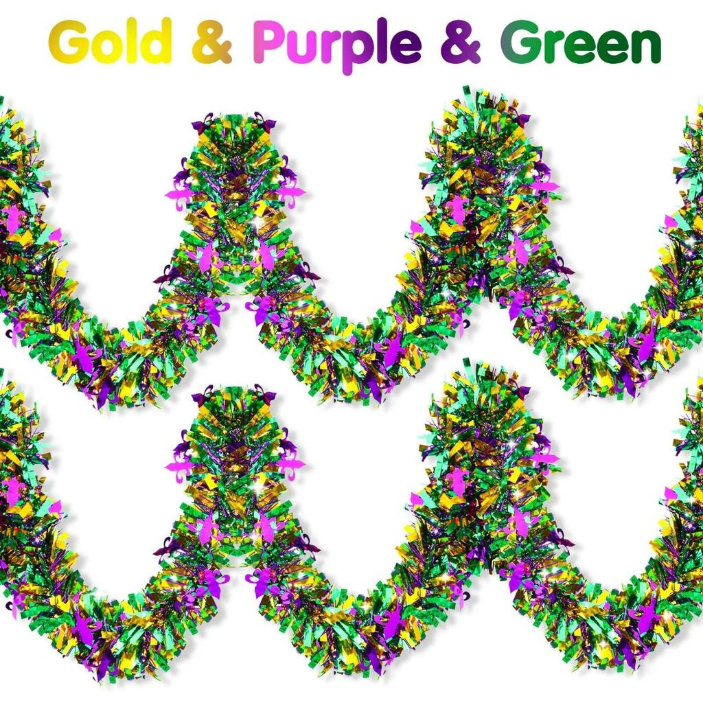 Decorations Garland 2m Hanging Party Accessory Streamers Green Gold Purple Glittering Garland Decor