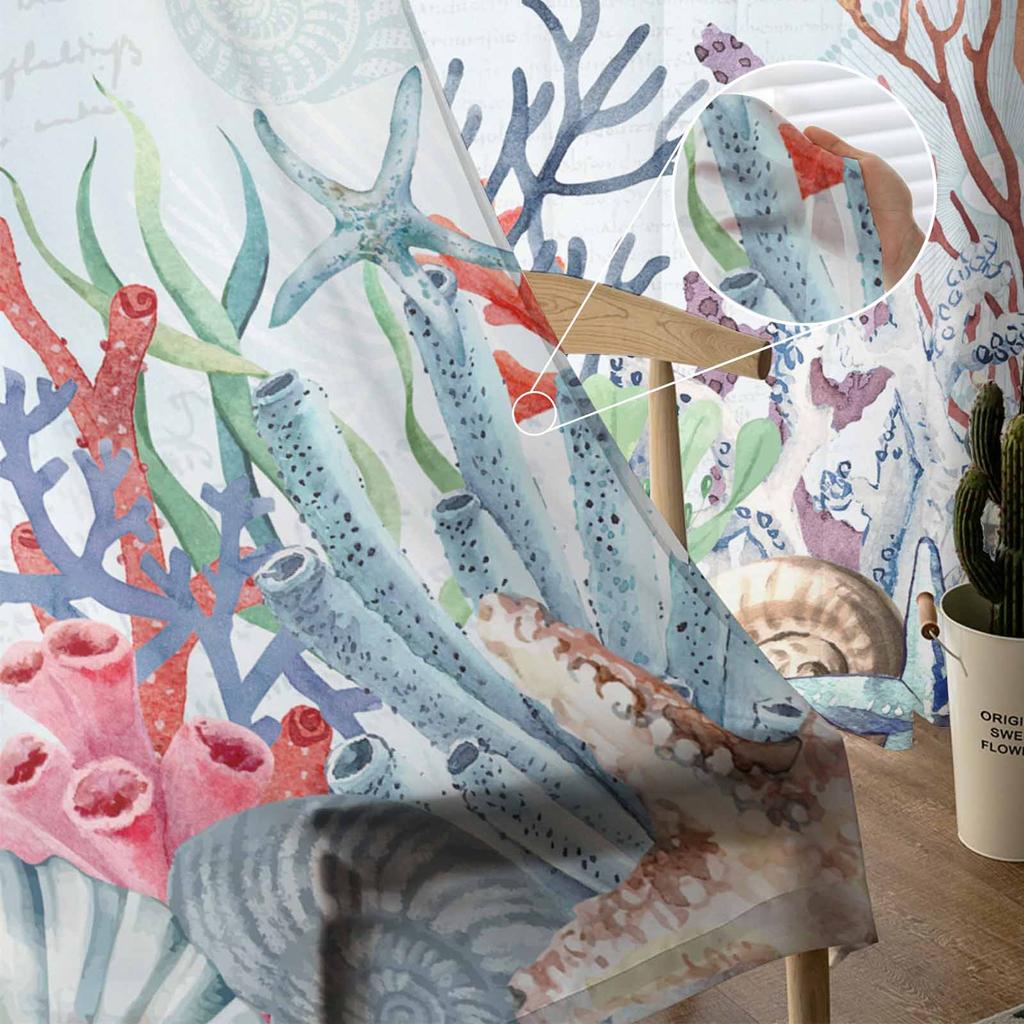 Морской коралловый летний тюль, оконные шторы для спальни, роскошные шторы для домашнего декора в гостиной, шифоновые панели