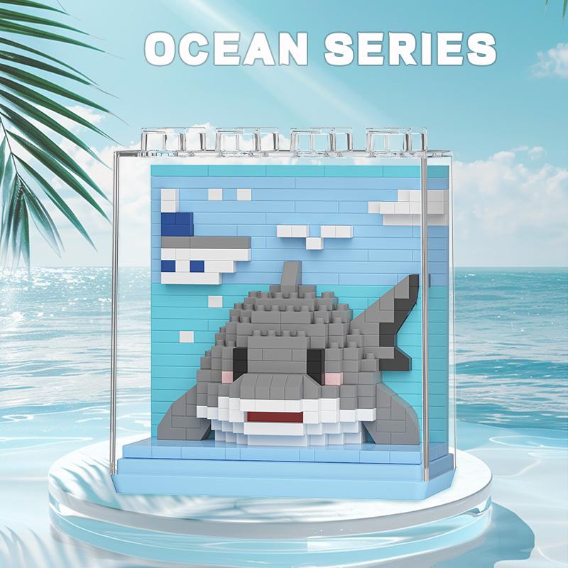 Cartoon Doll Ocean Creatures Series Puzzle Assembly Microparticle Building Blocks Male And Female Birthday Gifts