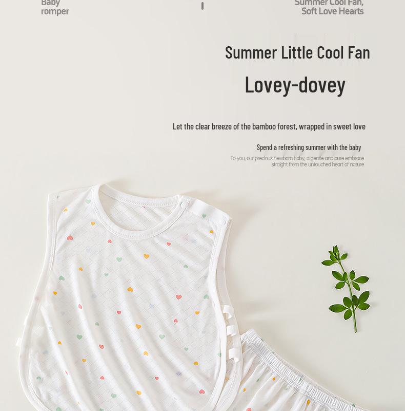 Baby Sleeveless Bamboo Fiber Summer Clothing Set - Breathable Two-Piece for Boys and Girls