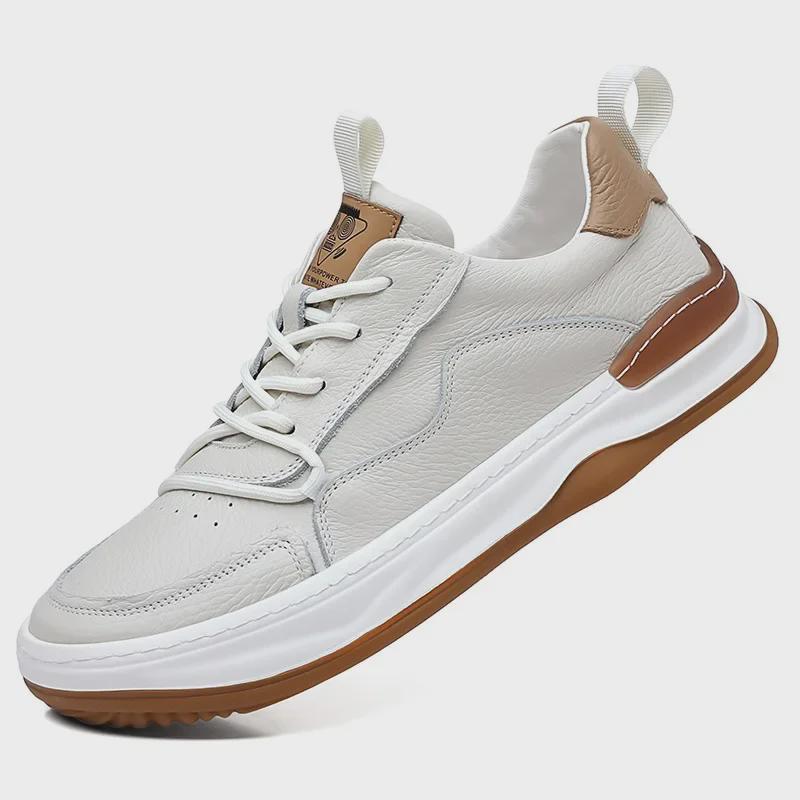 Мужская летняя обувь 2025 года из белой коровьей кожи, повседневная модная дышащая обувь с толстой подошвой, увеличивающая рост