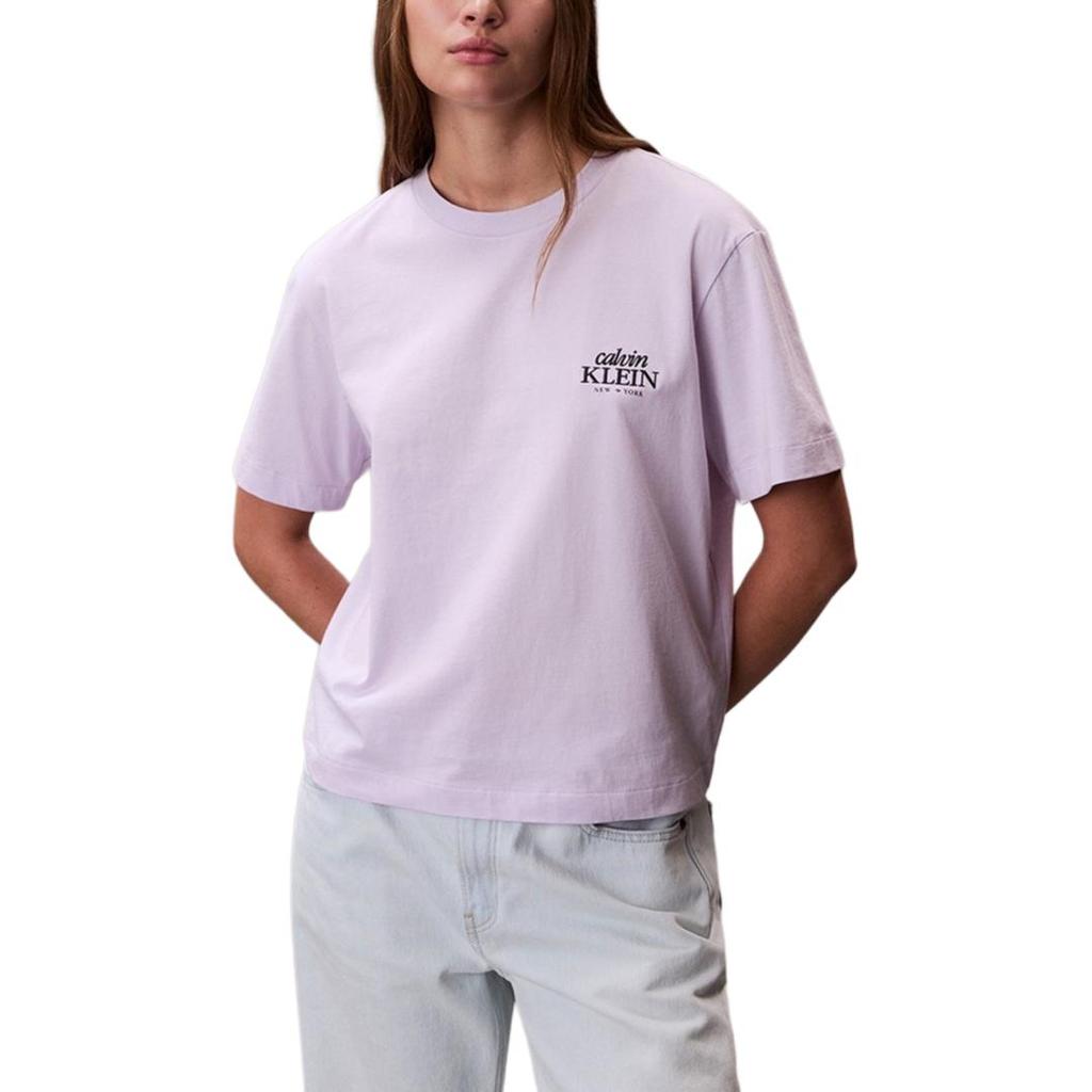 Calvin Klein Женская футболка с логотипом, круглый вырез, свободная, короткий рукав, топ 47F801G-3OQ