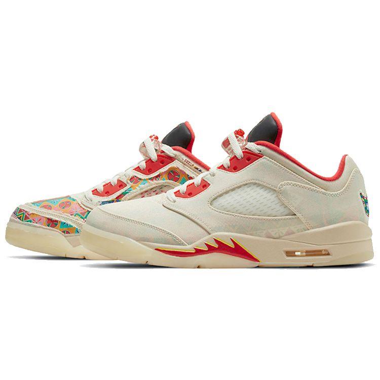Air Jordan 5 Retro Low Китайский Новый год 2021 Кроссовки унисекс Кремовый Парус Чили-Красный DD2240-100