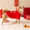 Dog Wool Corgi Fleece Shiba Inu Autumn and Winter Cute New Year's Festive Pet Chinese New Year Teddy Two-legged Clothes