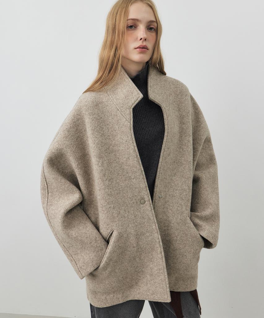 CITYBREEZE Wool Layered Collar Coat_Oatmeal
