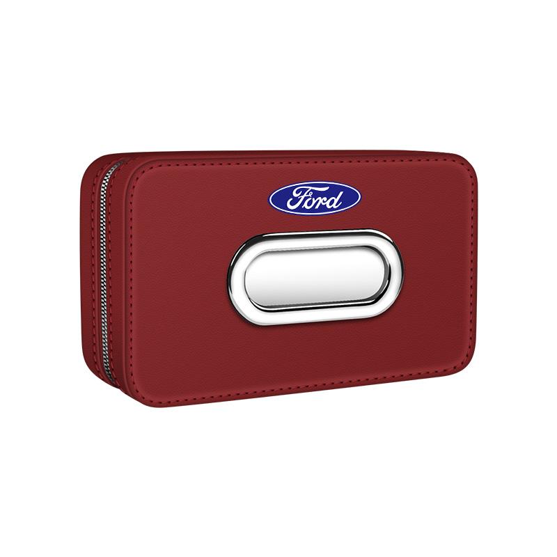 AAAMW1 For Ford Mondeo Focus Explorer Escape Kuga Everest Bronco F-150 Ranger Transit Car-Mounted Leather Tissue Paper Storage Box