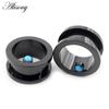 Alisouy 2PCS Stainless Steel Inlay Opal Stone Thread Ear Gauges Tunnels Plugs Expander Stretcher Earrings Piercing Body Jewelry