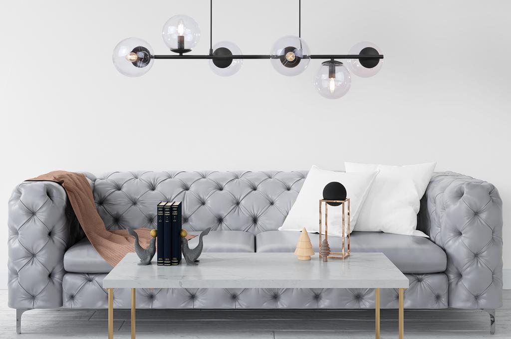Siena Black Hanging Lamp 6-Flat Clear Lamp E14