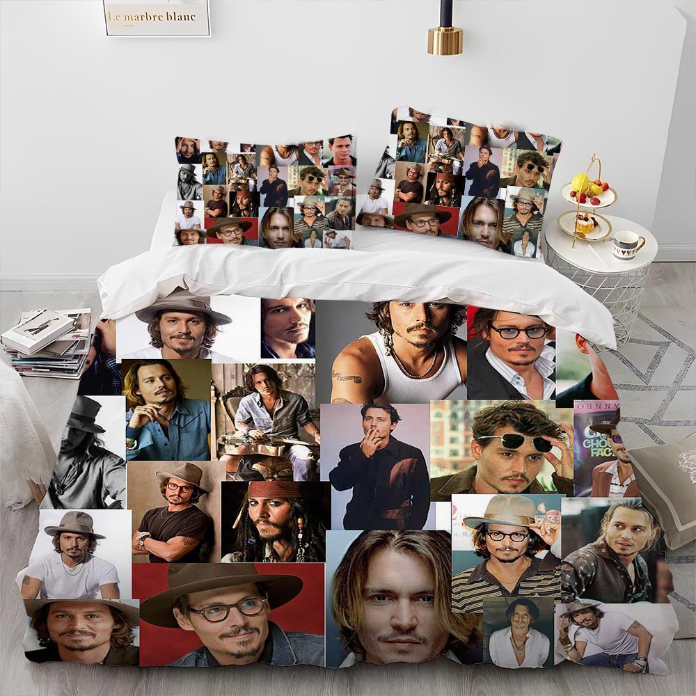 3D Печать Серия Джонни Депп Покрывало Комплект Постельного Белья Пододеяльник Комплект Постельного Белья Покрывало Наволочка King Queen Размер Комплект Постельного Белья Детский