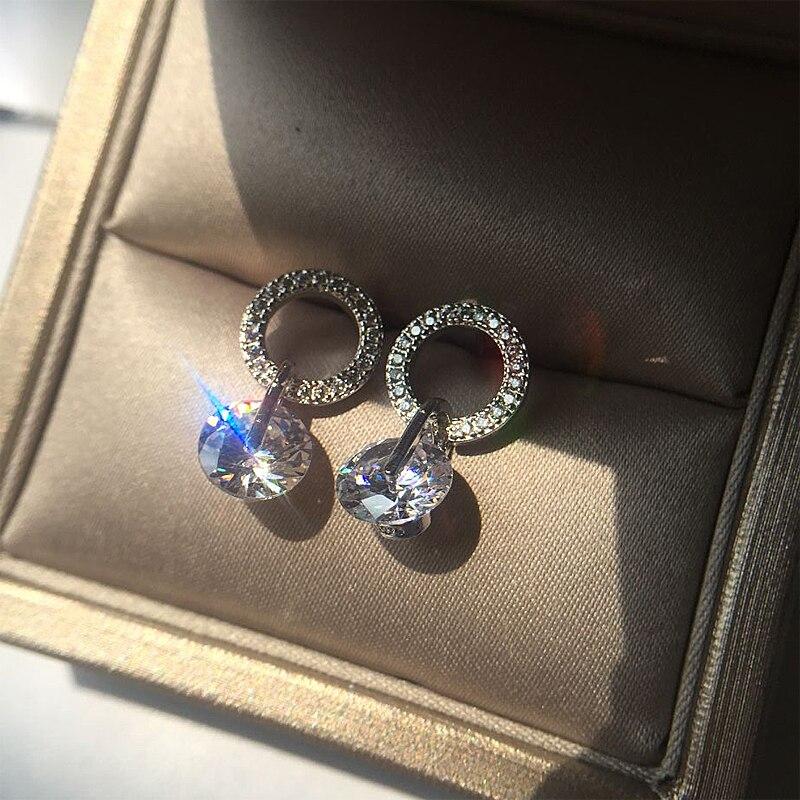 Серьги-гвоздики с белым цирконием и супер вспышкой, изысканный темперамент, простые дикие свадебные обручальные серьги для женщин