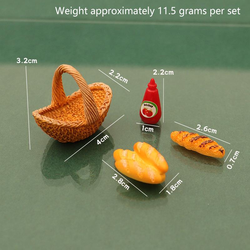 Miniature Dollhouse Fruit And Bread Basket Model Accessories Pretend Kitchen Food For Doll Toy Scene Photography Props