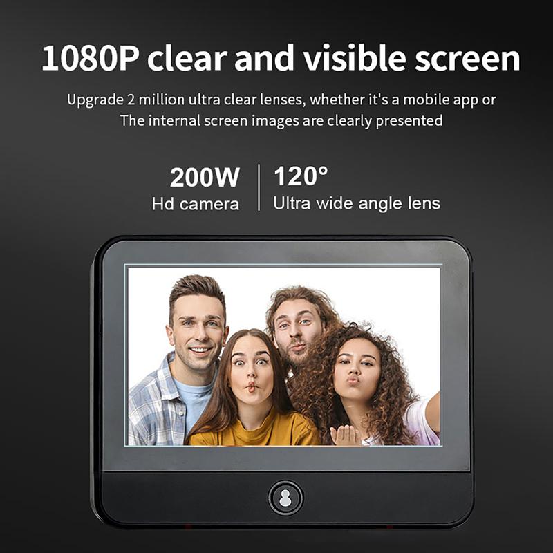 Tuya Wireless Radar Doorbell WiFi Door Peepholes HD Camera PIR Motion Detection 1080P Night Vision 4.3 Inch Video Door Bell