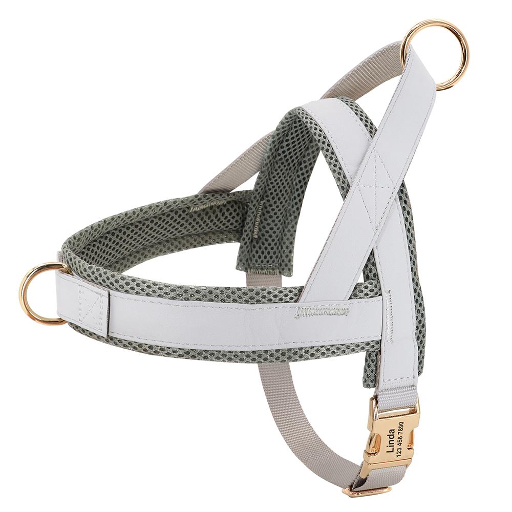 Personalized No Pull Dog Harness  Leather Dog Vest Harness Soft Mesh Padded Harnesses For Small Medium Large Dogs French Bulldog