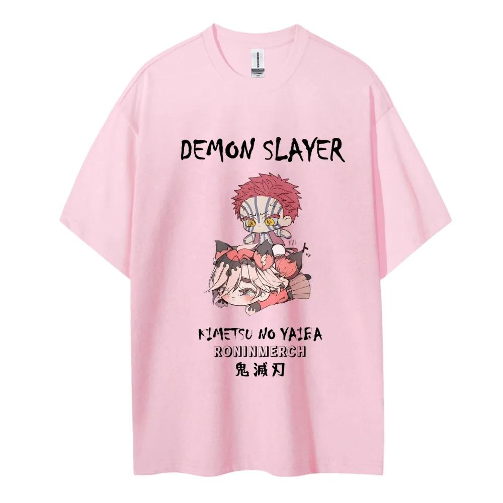Летняя повседневная одежда с принтом Demon Slayer, короткий рукав, мужская удобная одежда, мужская одежда, топ с коротким/полурукавом