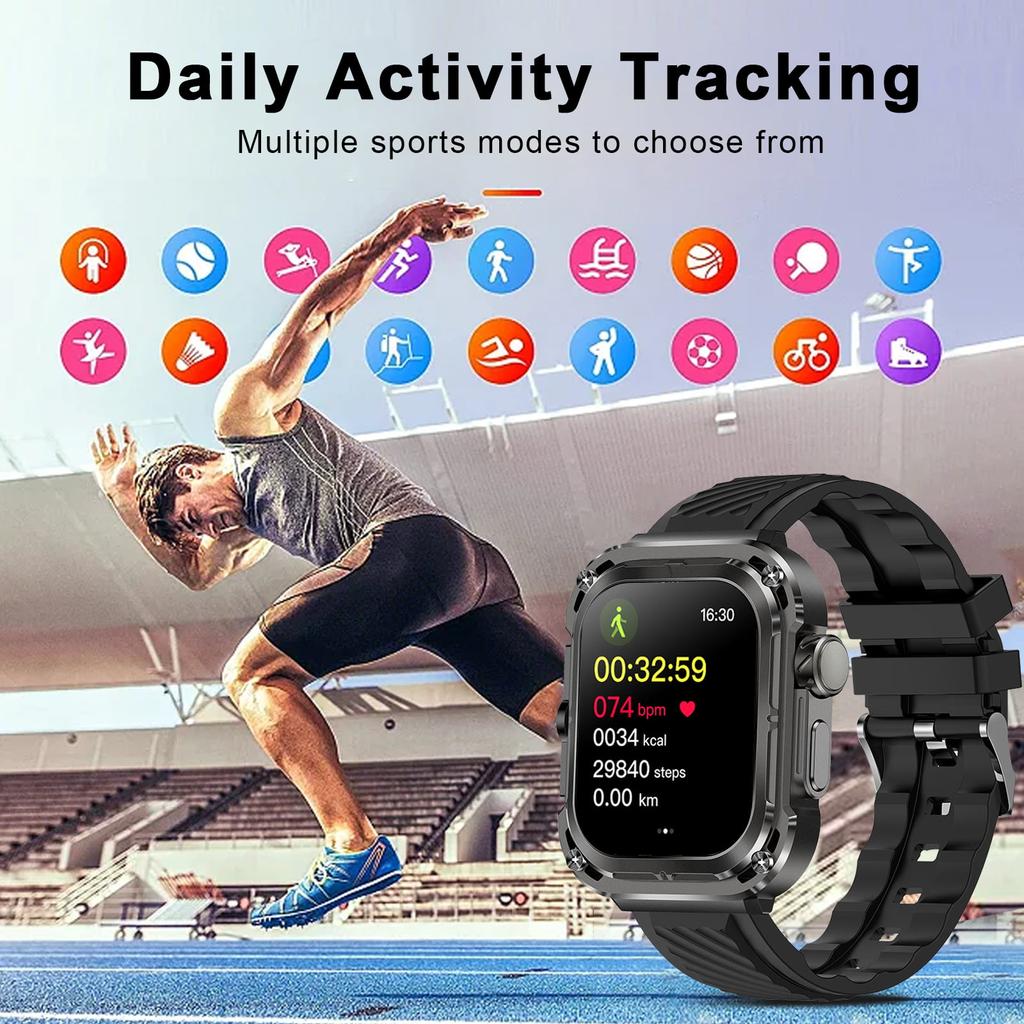 2,04-дюймовые умные часы, мониторинг сна, управление музыкой, спортивный режим, компас, для Android IOS