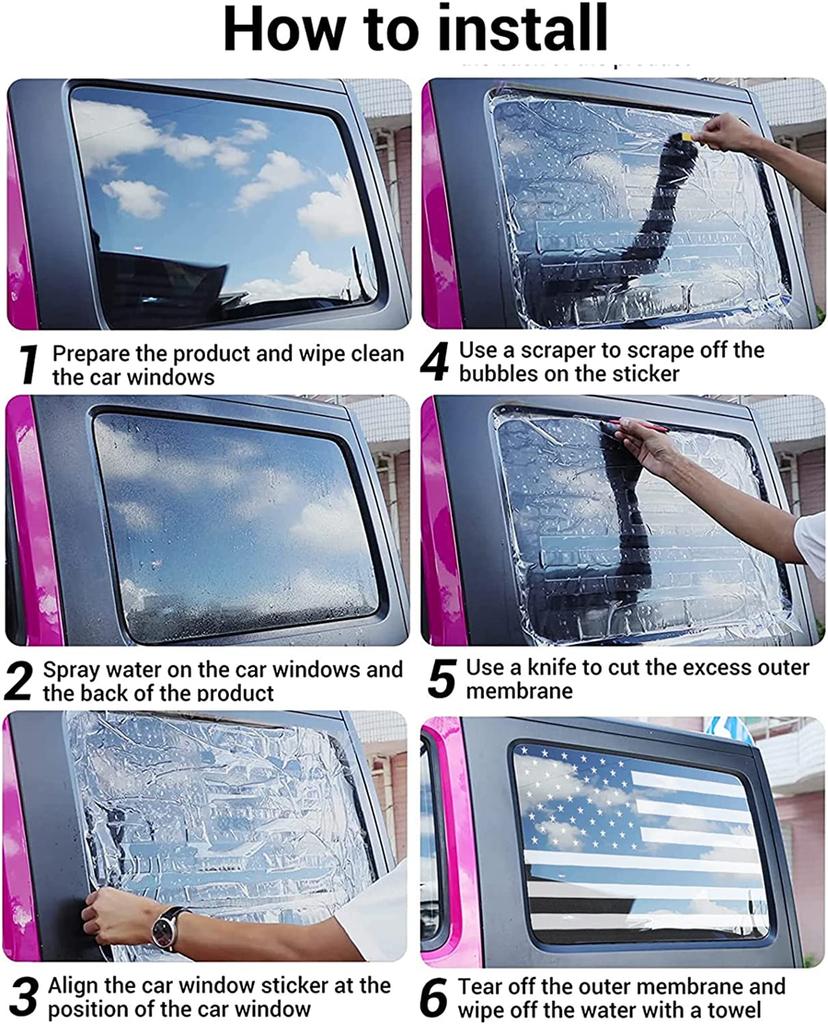 2x Наклейка-декаль на окно с американским флагом для Jeep Wrangler JK JKU 2007-2017 4-дверный