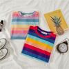 Новая женская весенняя футболка с коротким рукавом в радужную полоску 2025 года, будьте осторожны, короткий летний топ с открытым пупком, тренд