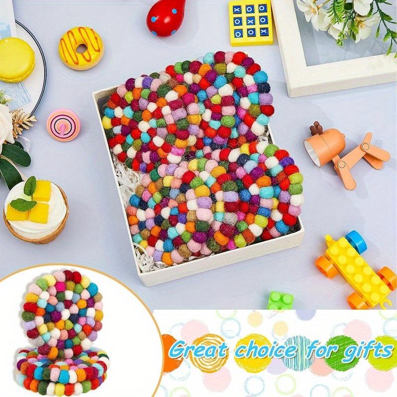 Handmade Rainbow Felt Coasters, Absorbent Wool Coasters for Drinks, Colorful Felt Ball Coasters for Home Bar Decor, 1pc