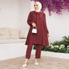 Foulard Collar Women Tunic Pants Double Suit Combine Islamic Muslim Casual Fashion Loose Summer Summer New Season Turkey
