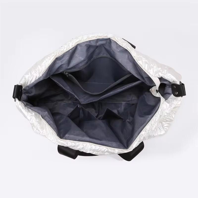 Yogodlns Solid Color Bright Surface Sports Fitness Handbags Shoulder Bag Fashion Large Capacity Waterproof Nylon Crossbody Bag