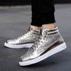 Горячие золотые зеркала мужские туфли мода повседневные блестящие уличные хип-хоп кроссовки мужские блестящие высокие кроссовки мужские zapatos de hombre