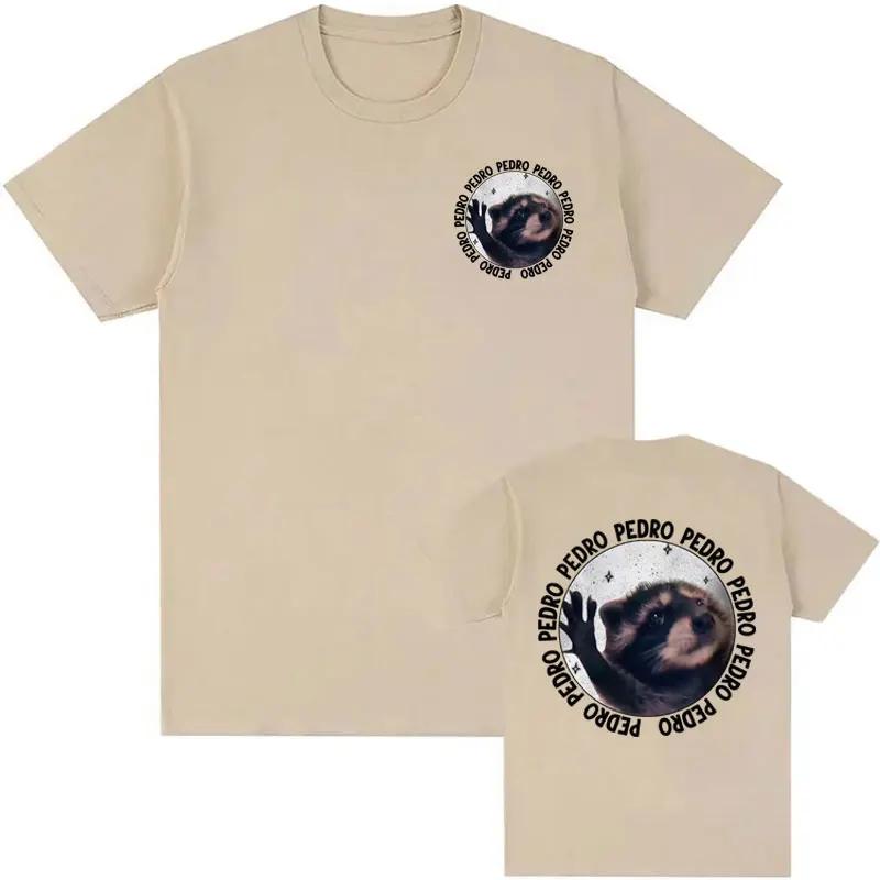 Смешной Енот Педро Танцующий Мем Футболка Мужская Женская Винтажная Мультяшная Y2k Уличная Футболка Мужская 100% Хлопок Круглый Вырез Футболка Топы