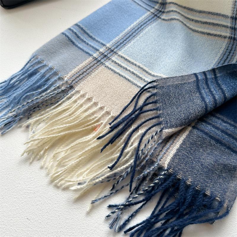 British style Maillard brown coffee color plaid warm scarf premium atmosphere couple scarf women's imitation cashmere