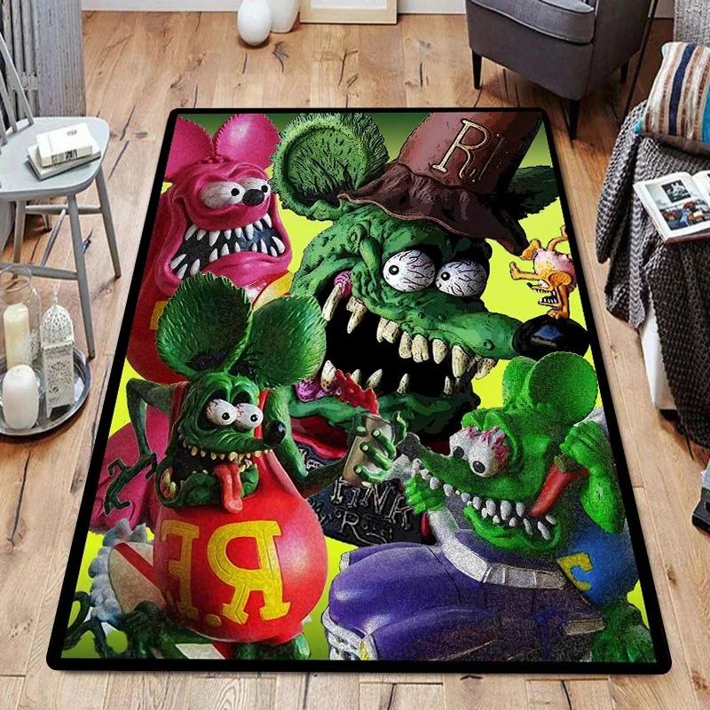 Funny Room Rugs Foot Carpets R-Rat Fink Entrance Doormat Kawaii Rug Floor Mats Bath Mat Kitchen Hallway Carpet Home Decor