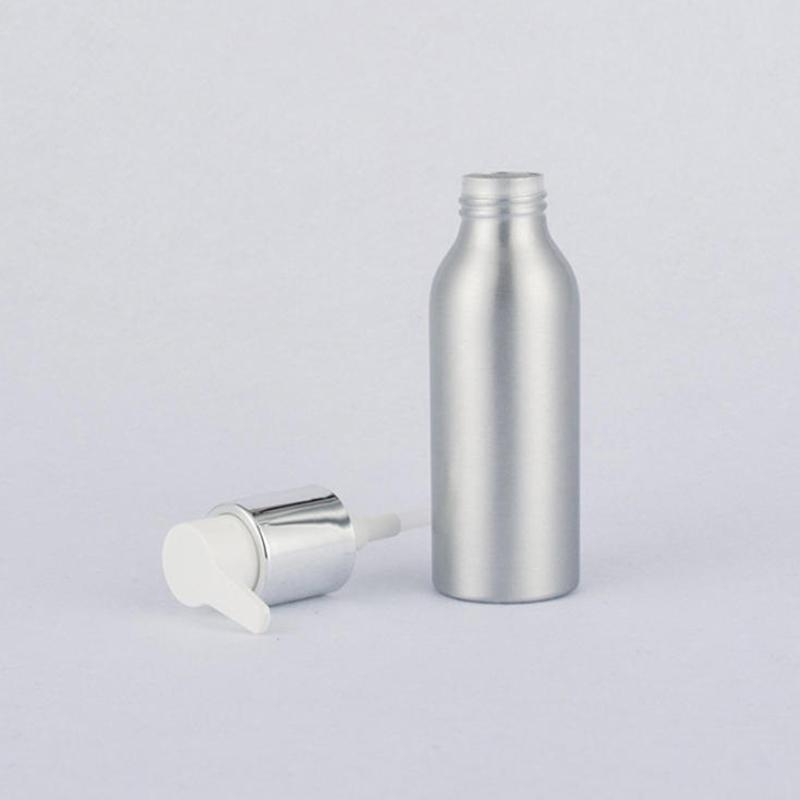 Empty Aluminium Pump Bottle 40-200ml Refillable Travel Container for Lotion Cream and Liquid Toiletries