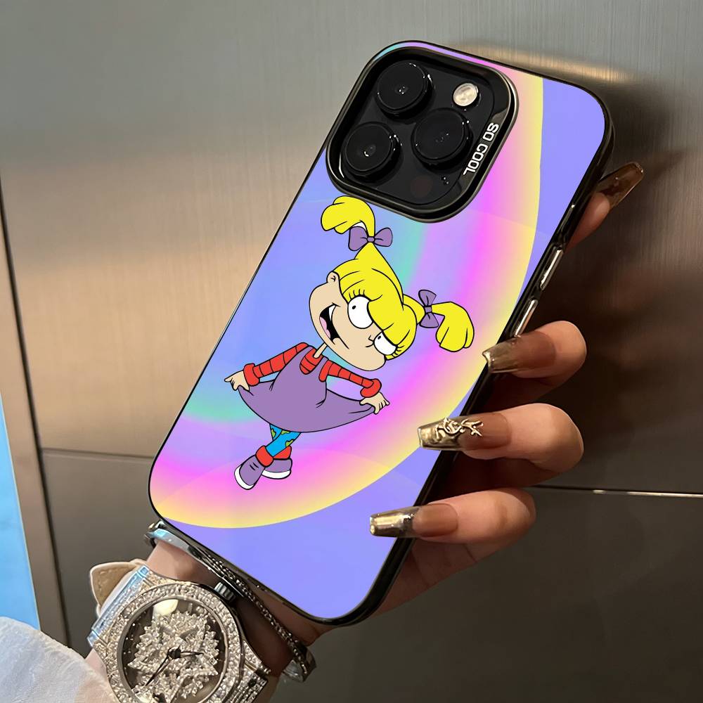 Classic Cartoon Characters-R-Rugrats For iPhone 17 16 15 14 13 12 11 Pro Max XS 17 Air Silicone Colored Silver Bumper Cover