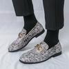 Fashion Fashion Designer Men's Pointed Metal Button Wedding Shoes Male Print Pattern Loafers Formal Dress Footwear Zapatos Hombre