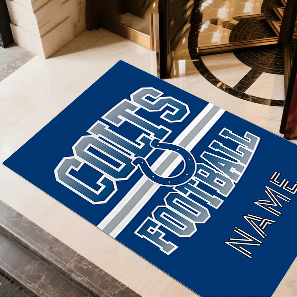 Indianapolis Colts Fan Gear Customize Text Floor Rug Office Rug Perfect for Decorate room Dining Room Entryway Outdoor Anti-slip Rug Anime Office Deco