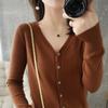 Knit Cardigan For Women With Vneck Long Sleeves Soft Polyester Blend For Casual Wear
