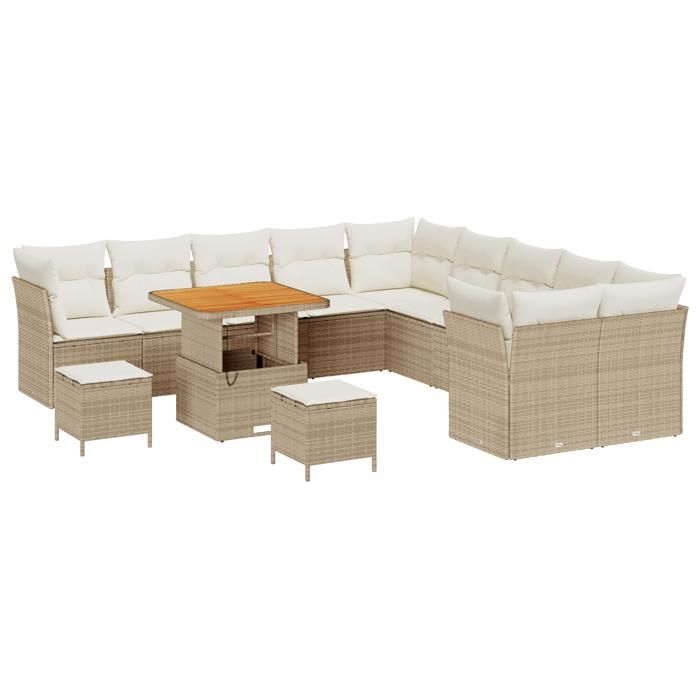 VidaXL Ensemble de canapé de jardin 13 pcs Beige polyrotin, Jardin et Terrasse, Canapé en Rattan, Salon de Jardin 3361541