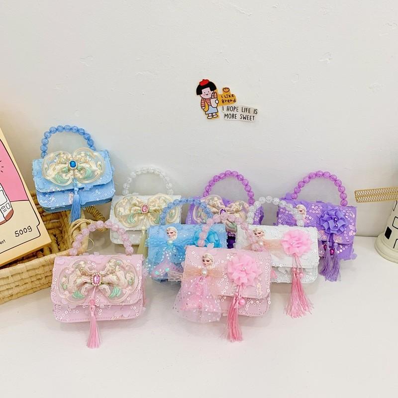 Kids Shoulder Bag With Floral Design And Tassel For Daily Outfits** Characters Included)